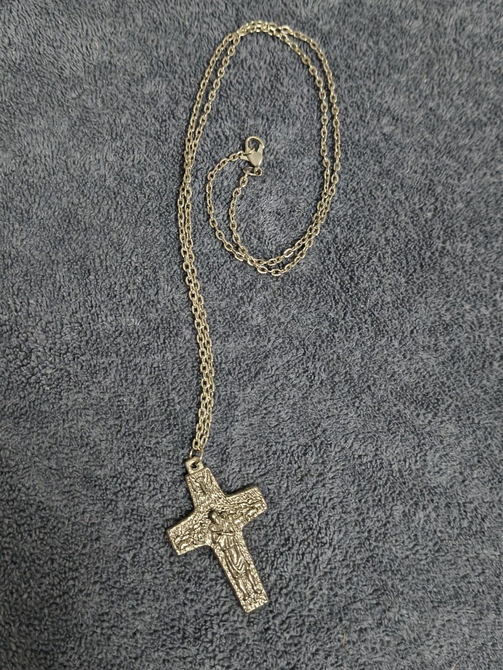 Cross Pendant Necklace - Detailed Textured Design